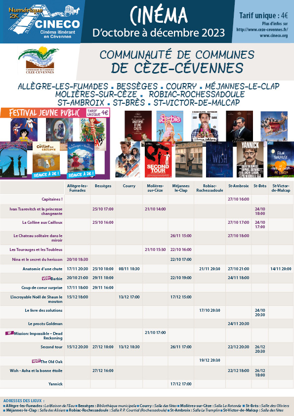 Programme Cèze octobre 2023 à janvier 2024